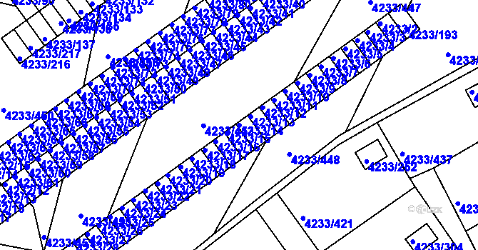 Parcela st. 4233/14 v KÚ Veselí nad Lužnicí, Katastrální mapa