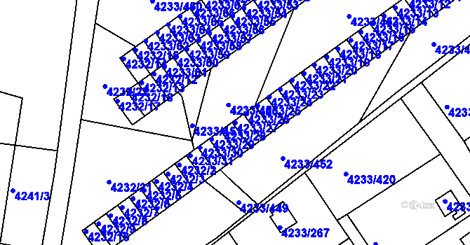 Parcela st. 4233/27 v KÚ Veselí nad Lužnicí, Katastrální mapa