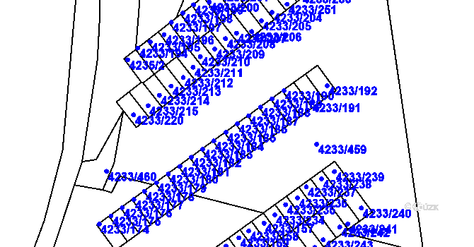 Parcela st. 4233/186 v KÚ Veselí nad Lužnicí, Katastrální mapa