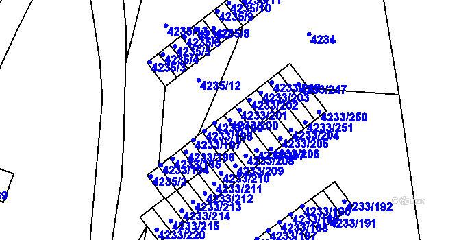 Parcela st. 4233/200 v KÚ Veselí nad Lužnicí, Katastrální mapa