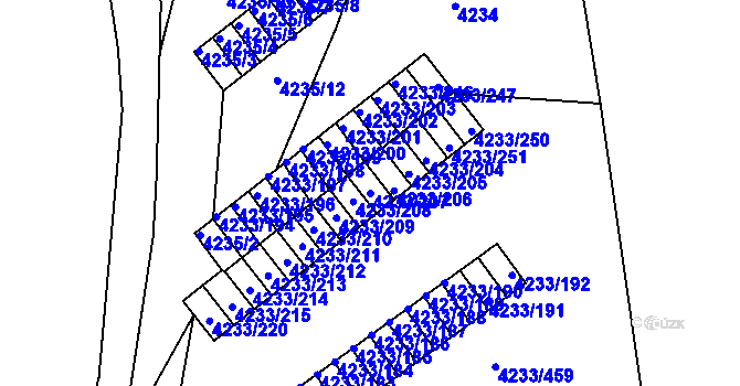 Parcela st. 4233/207 v KÚ Veselí nad Lužnicí, Katastrální mapa