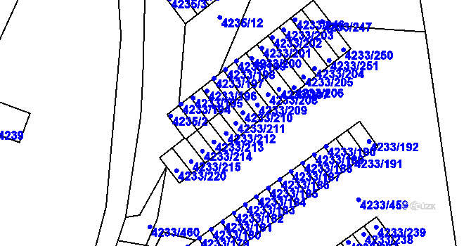Parcela st. 4233/211 v KÚ Veselí nad Lužnicí, Katastrální mapa