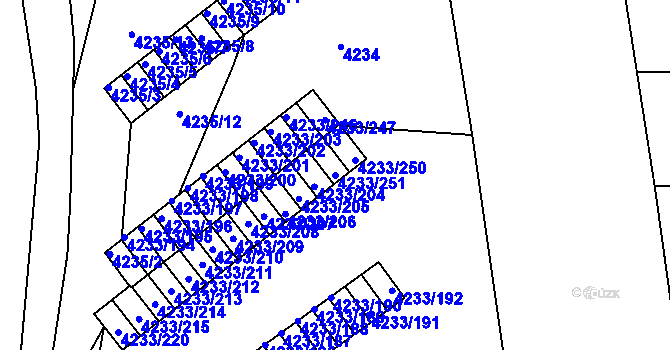 Parcela st. 4233/251 v KÚ Veselí nad Lužnicí, Katastrální mapa