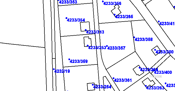 Parcela st. 4233/253 v KÚ Veselí nad Lužnicí, Katastrální mapa