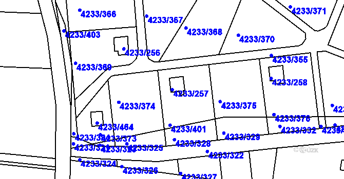 Parcela st. 4233/257 v KÚ Veselí nad Lužnicí, Katastrální mapa