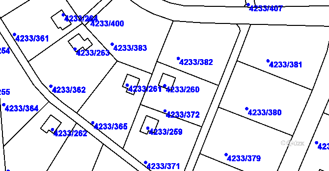 Parcela st. 4233/260 v KÚ Veselí nad Lužnicí, Katastrální mapa