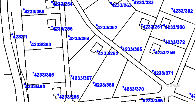 Parcela st. 4233/262 v KÚ Veselí nad Lužnicí, Katastrální mapa