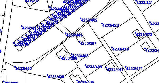 Parcela st. 4233/267 v KÚ Veselí nad Lužnicí, Katastrální mapa