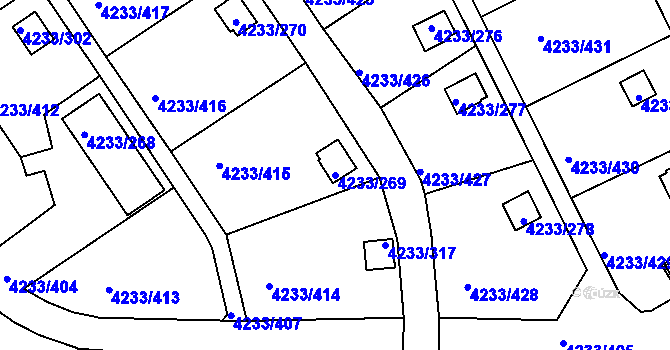 Parcela st. 4233/269 v KÚ Veselí nad Lužnicí, Katastrální mapa