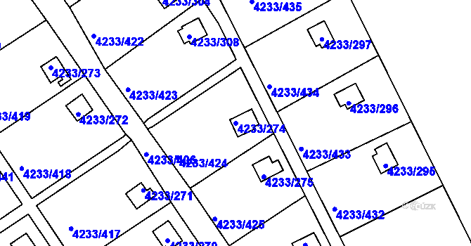 Parcela st. 4233/274 v KÚ Veselí nad Lužnicí, Katastrální mapa