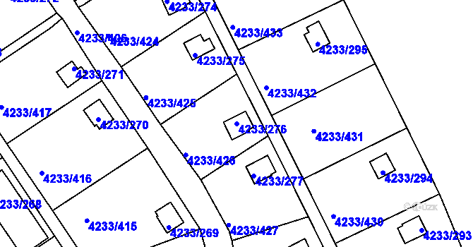 Parcela st. 4233/276 v KÚ Veselí nad Lužnicí, Katastrální mapa