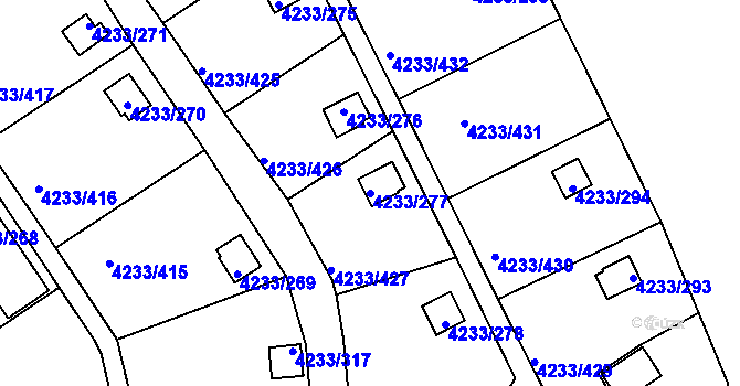 Parcela st. 4233/277 v KÚ Veselí nad Lužnicí, Katastrální mapa
