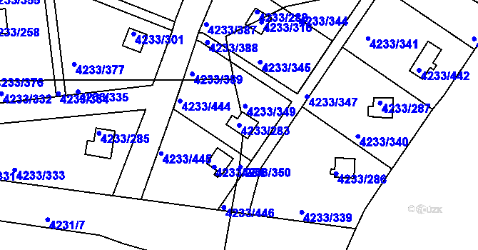 Parcela st. 4233/283 v KÚ Veselí nad Lužnicí, Katastrální mapa
