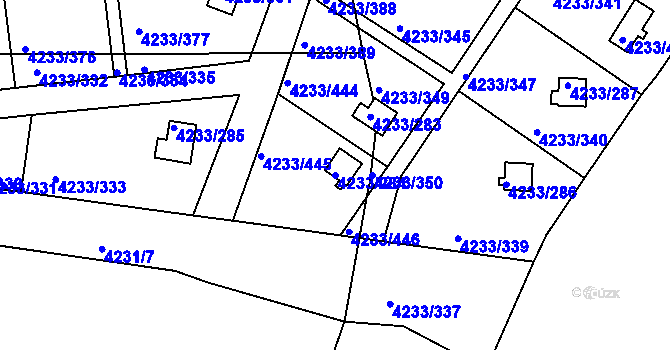 Parcela st. 4233/284 v KÚ Veselí nad Lužnicí, Katastrální mapa