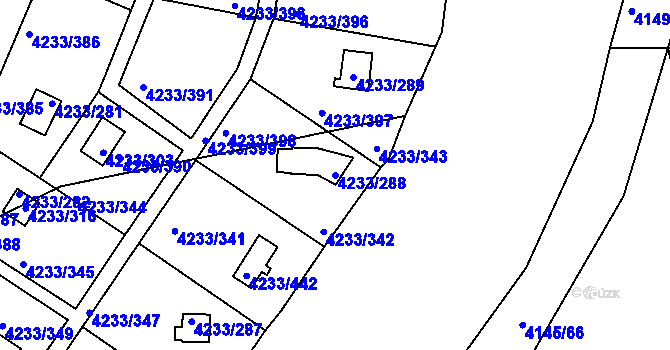 Parcela st. 4233/288 v KÚ Veselí nad Lužnicí, Katastrální mapa