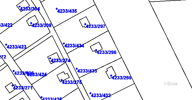 Parcela st. 4233/296 v KÚ Veselí nad Lužnicí, Katastrální mapa