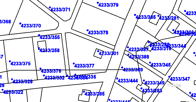 Parcela st. 4233/301 v KÚ Veselí nad Lužnicí, Katastrální mapa