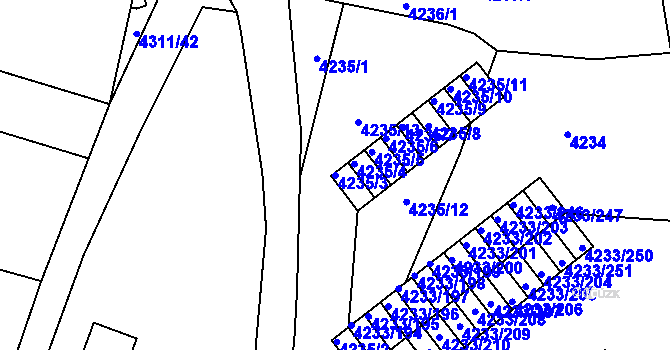 Parcela st. 4235/3 v KÚ Veselí nad Lužnicí, Katastrální mapa