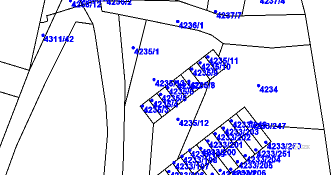 Parcela st. 4235/6 v KÚ Veselí nad Lužnicí, Katastrální mapa