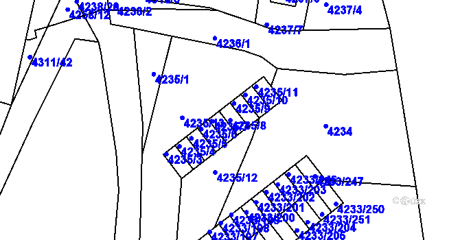 Parcela st. 4235/8 v KÚ Veselí nad Lužnicí, Katastrální mapa