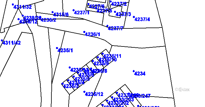 Parcela st. 4235/11 v KÚ Veselí nad Lužnicí, Katastrální mapa