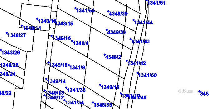 Parcela st. 4348/2 v KÚ Veselí nad Lužnicí, Katastrální mapa