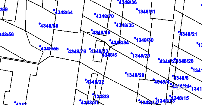 Parcela st. 4348/5 v KÚ Veselí nad Lužnicí, Katastrální mapa