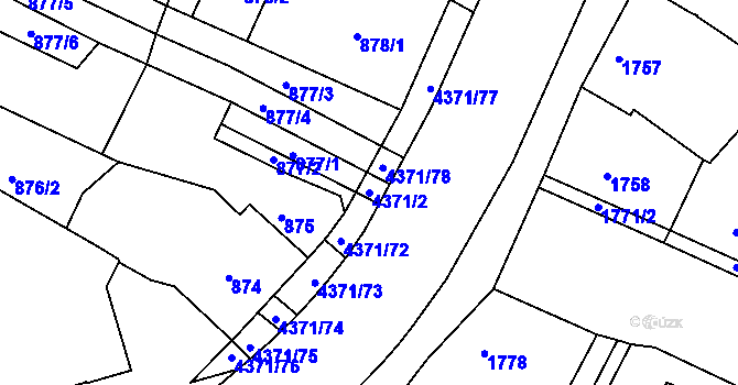 Parcela st. 4371/2 v KÚ Veselí nad Lužnicí, Katastrální mapa