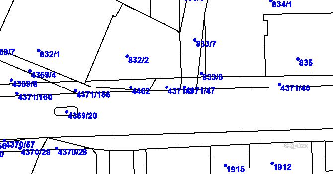 Parcela st. 4371/3 v KÚ Veselí nad Lužnicí, Katastrální mapa