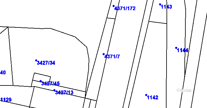 Parcela st. 4371/7 v KÚ Veselí nad Lužnicí, Katastrální mapa