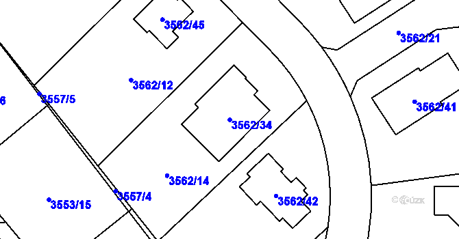 Parcela st. 3562/34 v KÚ Veselí nad Lužnicí, Katastrální mapa