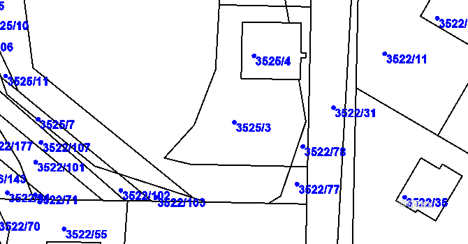 Parcela st. 3525/3 v KÚ Veselí nad Lužnicí, Katastrální mapa