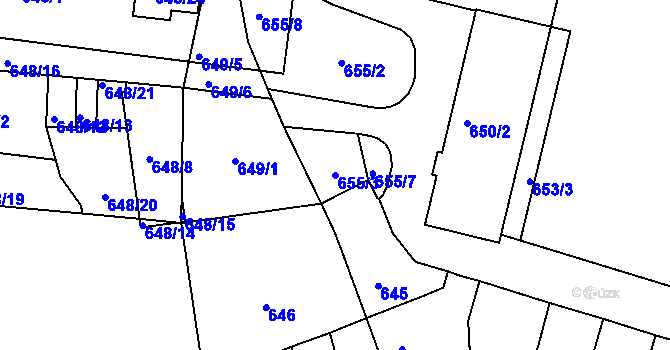 Parcela st. 655/3 v KÚ Veselí nad Lužnicí, Katastrální mapa