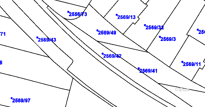 Parcela st. 2569/42 v KÚ Veselí nad Lužnicí, Katastrální mapa