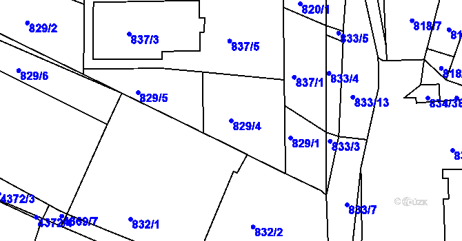Parcela st. 829/4 v KÚ Veselí nad Lužnicí, Katastrální mapa