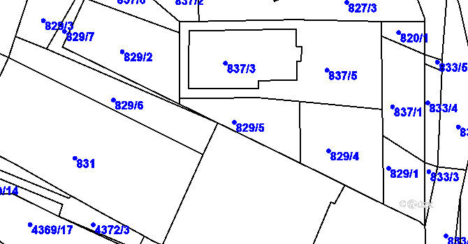 Parcela st. 829/5 v KÚ Veselí nad Lužnicí, Katastrální mapa