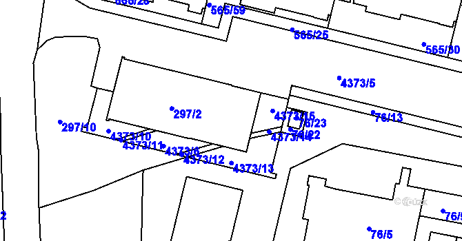 Parcela st. 297/5 v KÚ Veselí nad Lužnicí, Katastrální mapa