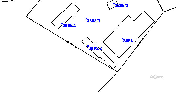 Parcela st. 3885/2 v KÚ Veselí nad Lužnicí, Katastrální mapa