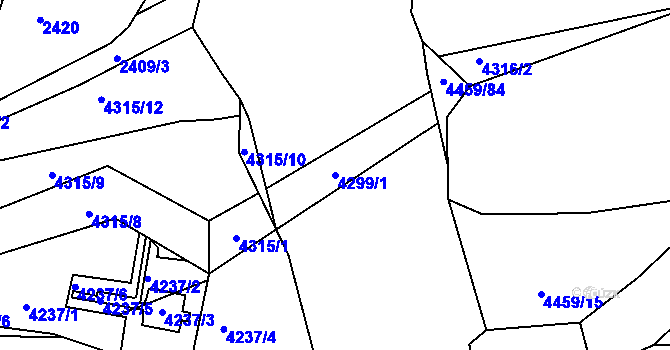 Parcela st. 4299/1 v KÚ Veselí nad Lužnicí, Katastrální mapa