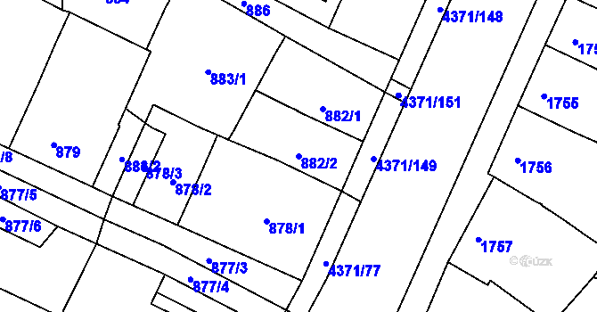 Parcela st. 882/2 v KÚ Veselí nad Lužnicí, Katastrální mapa