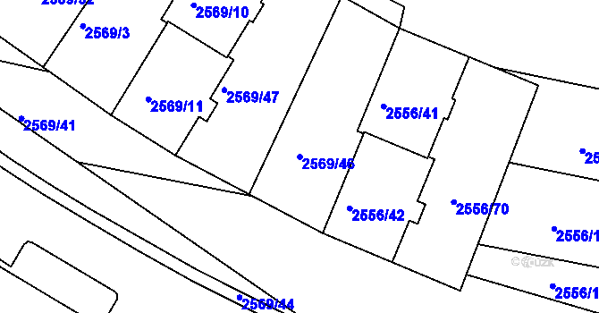 Parcela st. 2569/46 v KÚ Veselí nad Lužnicí, Katastrální mapa