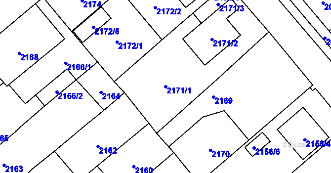 Parcela st. 2171/1 v KÚ Veselí nad Lužnicí, Katastrální mapa