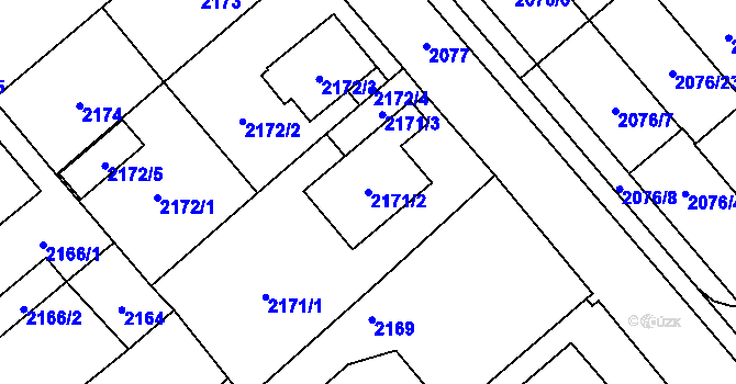 Parcela st. 2171/2 v KÚ Veselí nad Lužnicí, Katastrální mapa