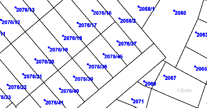 Parcela st. 2076/45 v KÚ Veselí nad Lužnicí, Katastrální mapa