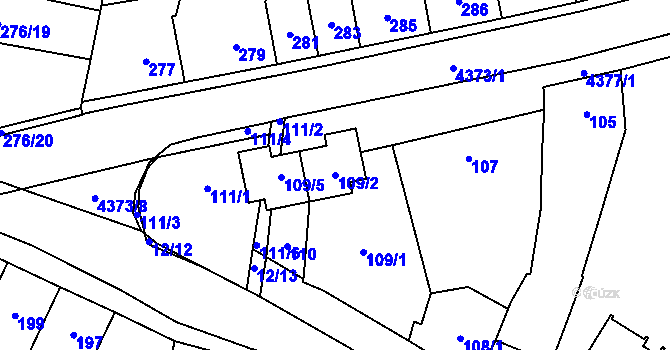 Parcela st. 109/2 v KÚ Veselí nad Lužnicí, Katastrální mapa