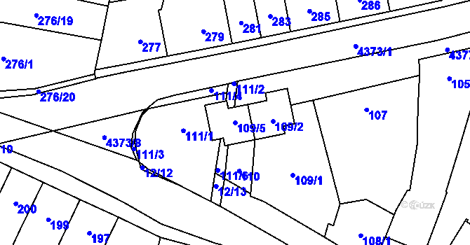 Parcela st. 109/5 v KÚ Veselí nad Lužnicí, Katastrální mapa