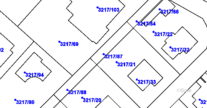 Parcela st. 3217/87 v KÚ Veselí nad Lužnicí, Katastrální mapa