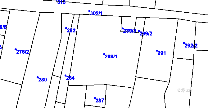 Parcela st. 289/1 v KÚ Veselí nad Lužnicí, Katastrální mapa