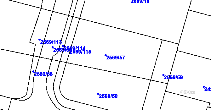 Parcela st. 2569/57 v KÚ Veselí nad Lužnicí, Katastrální mapa