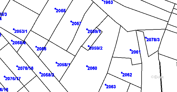 Parcela st. 2059/2 v KÚ Veselí nad Lužnicí, Katastrální mapa